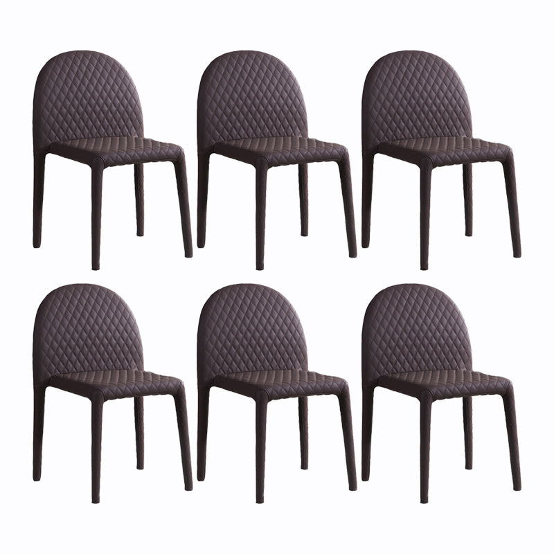 Minimalist Solid Back Armless Dining Chair Leather Dining Chair for Home