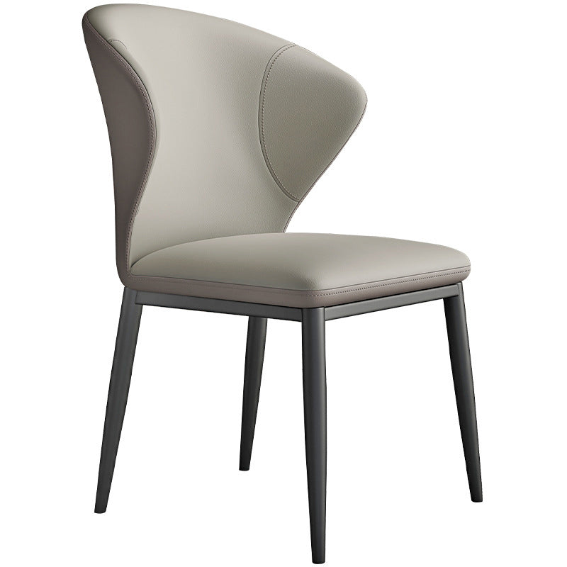 Minimalist Wingback Armless Dining Chair Faux Leather Side Chair