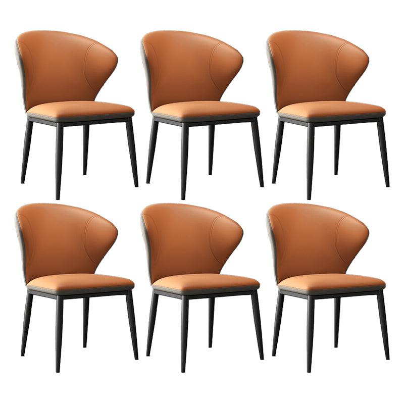 Minimalist Wingback Armless Dining Chair Faux Leather Side Chair