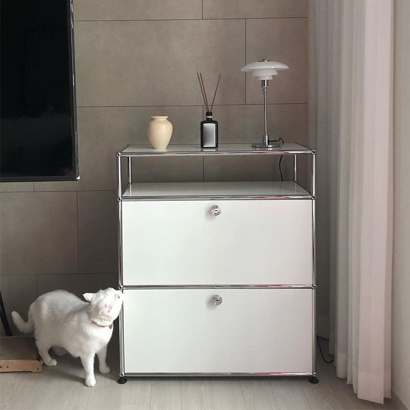 White Colour Metal Sideboard Contemporary Style Storage Dining Sideboard