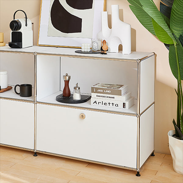 White Colour Metal Sideboard Contemporary Style Storage Dining Sideboard