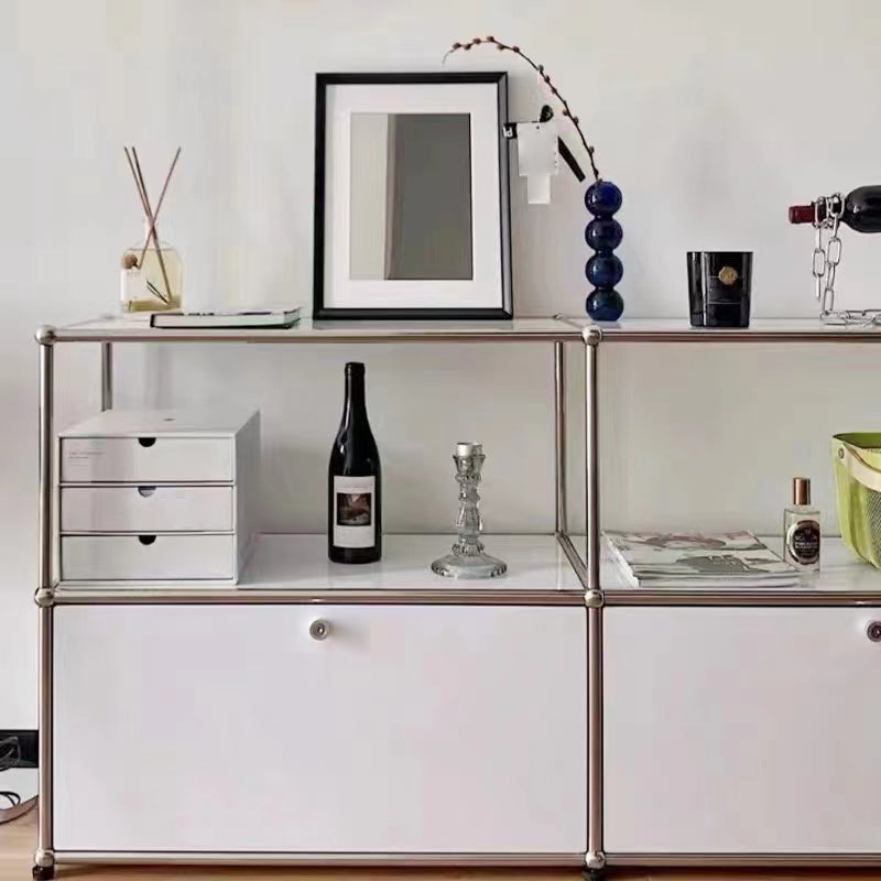 White Colour Stainless Steel Sideboard Contemporary Style Storage Server