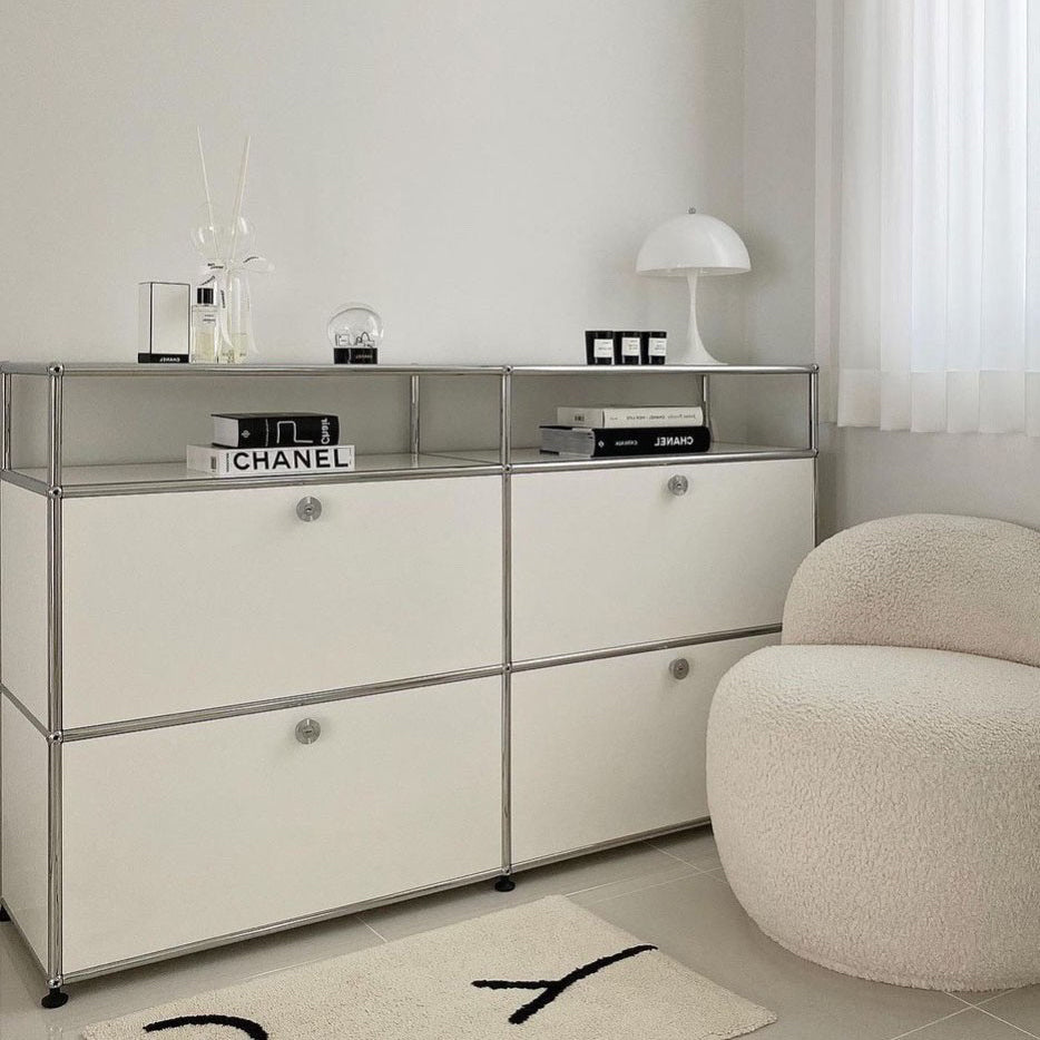 White Colour Stainless Steel Sideboard Contemporary Style Storage Server