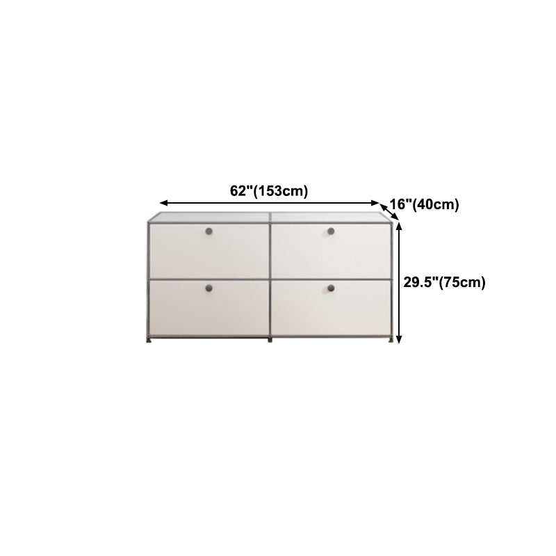 White Colour Stainless Steel Sideboard Contemporary Style Storage Server