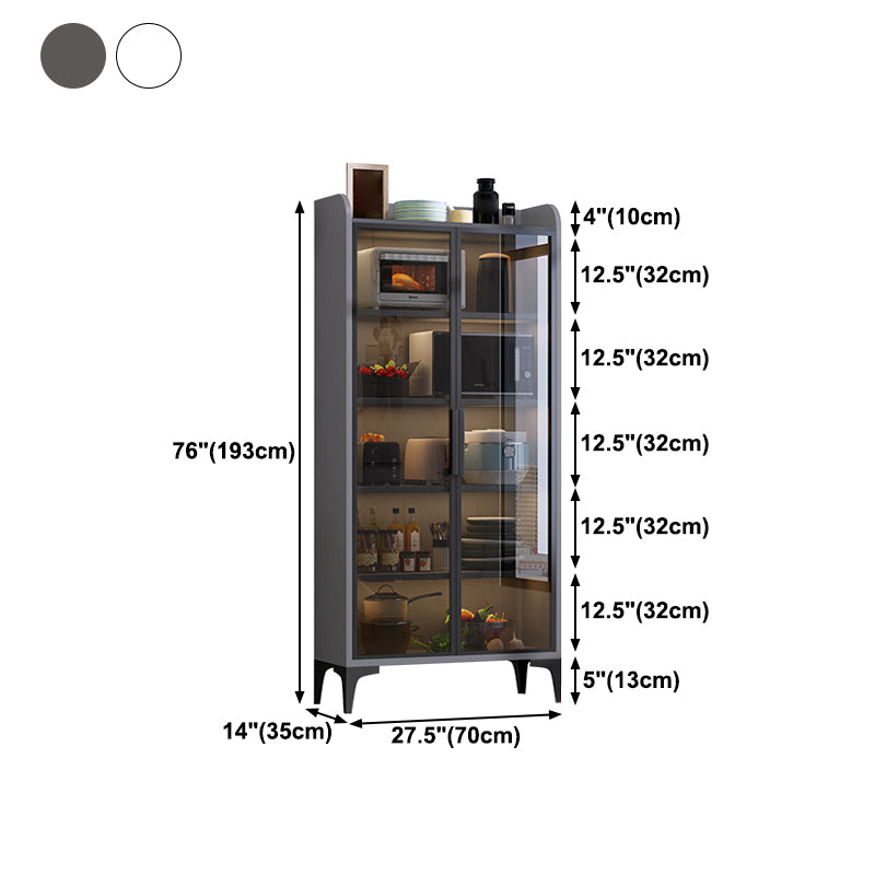 Glam Style Sideboard Engineered Wood Dining Sideboard with Glass Doors