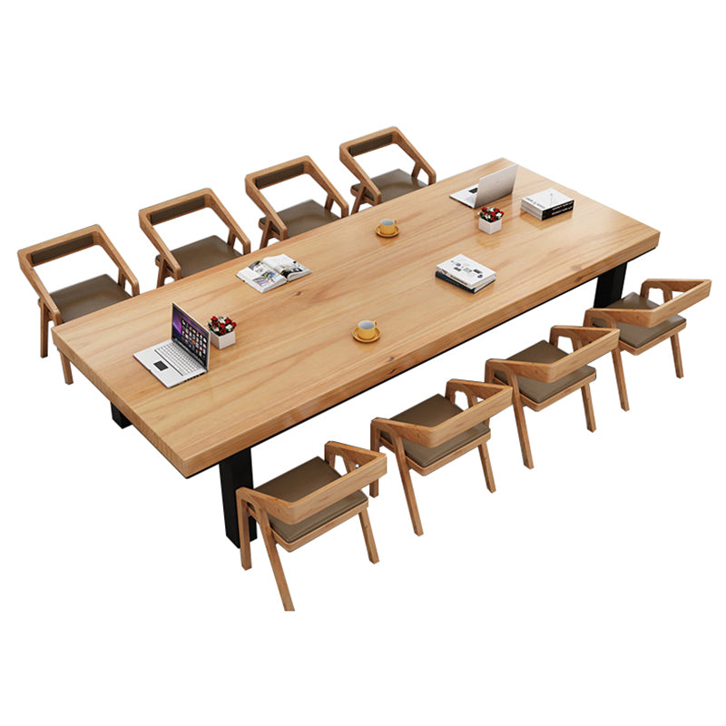 Solid Wood Meeting Table Modern Rectangle Office Working Desk