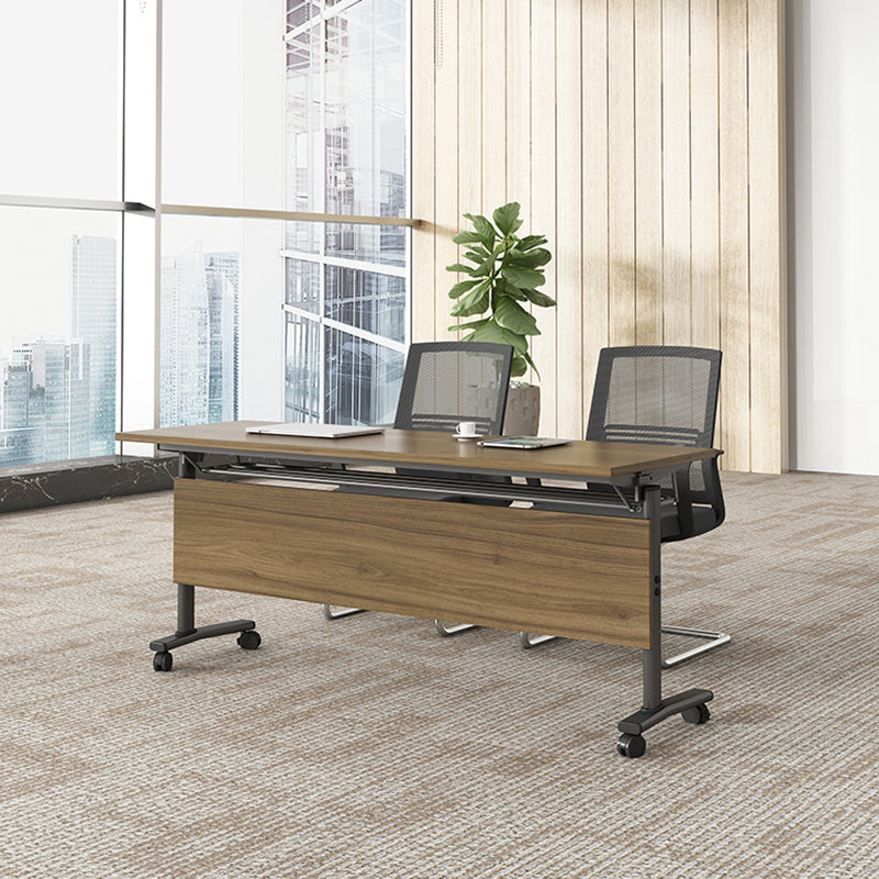 Contemporary Style Engineered Wood Desk Folding Desk with Caster Wheels