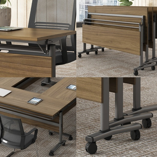 Contemporary Style Engineered Wood Desk Folding Desk with Caster Wheels