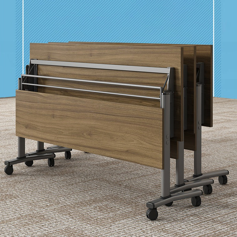 Contemporary Style Engineered Wood Desk Folding Desk with Caster Wheels