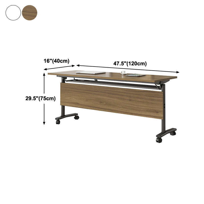 Contemporary Style Engineered Wood Desk Folding Desk with Caster Wheels