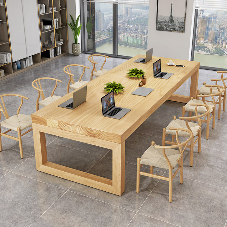 Solid Wood Meeting Table Modern Office Table with Sled Pedestal