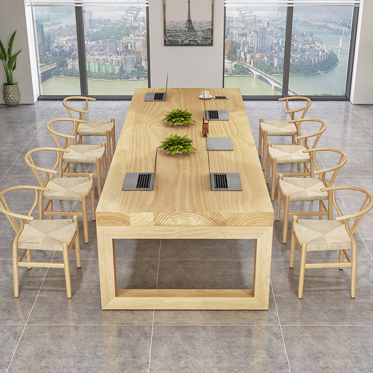 Solid Wood Meeting Table Modern Office Table with Sled Pedestal