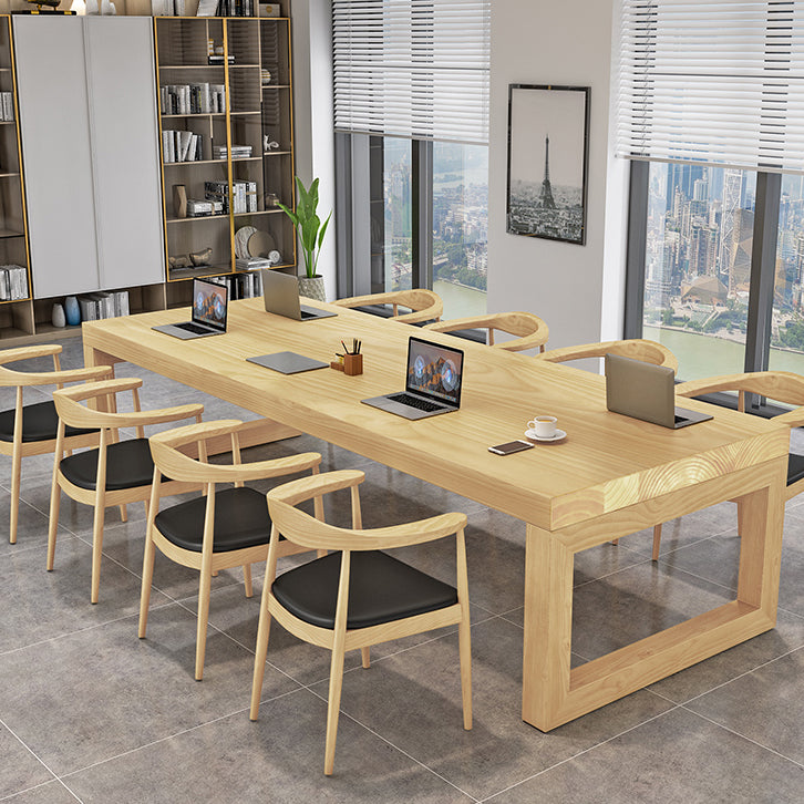 Solid Wood Meeting Table Modern Office Table with Sled Pedestal