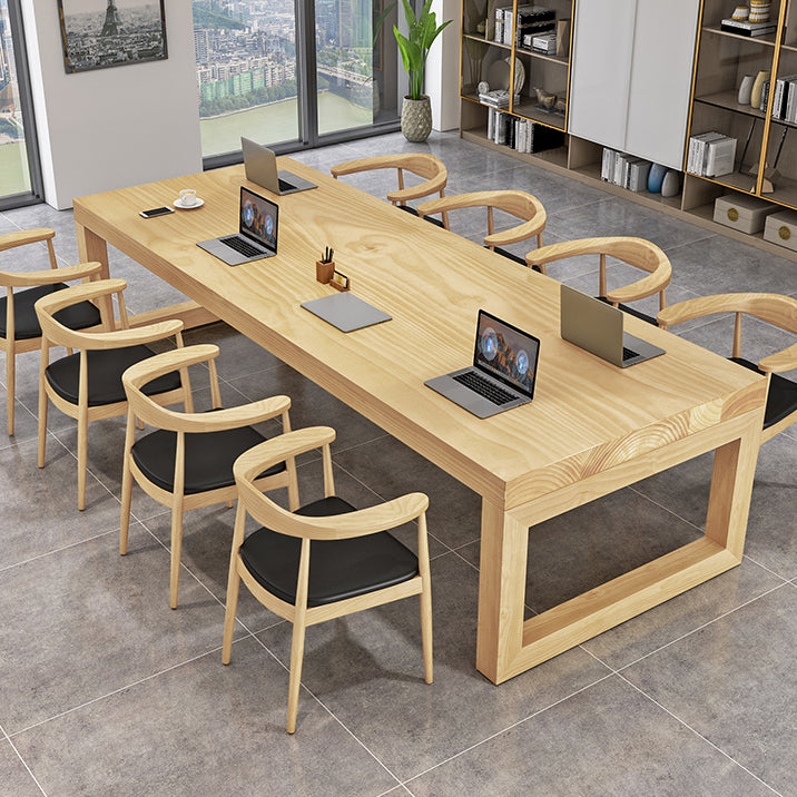 Solid Wood Meeting Table Modern Office Table with Sled Pedestal