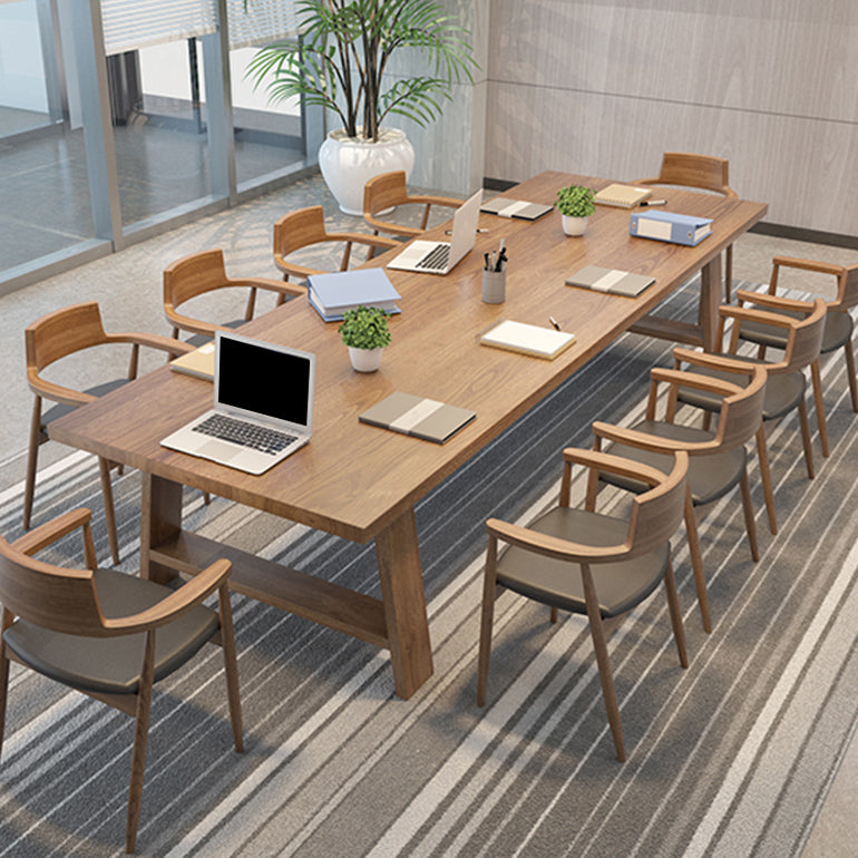 Solid Wood Office Table Contemporary Wood Color Meeting Table