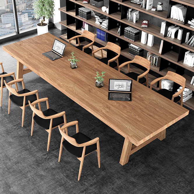 Solid Wood Office Table Contemporary Wood Color Meeting Table