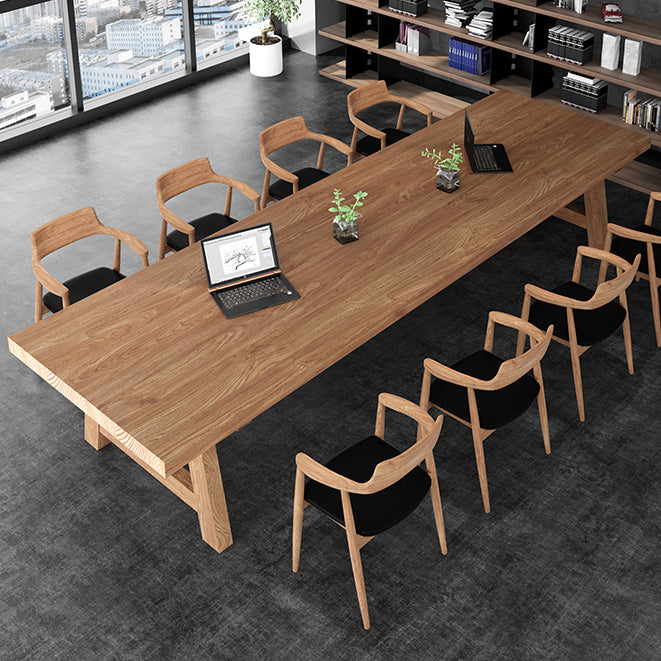 Solid Wood Office Table Contemporary Wood Color Meeting Table