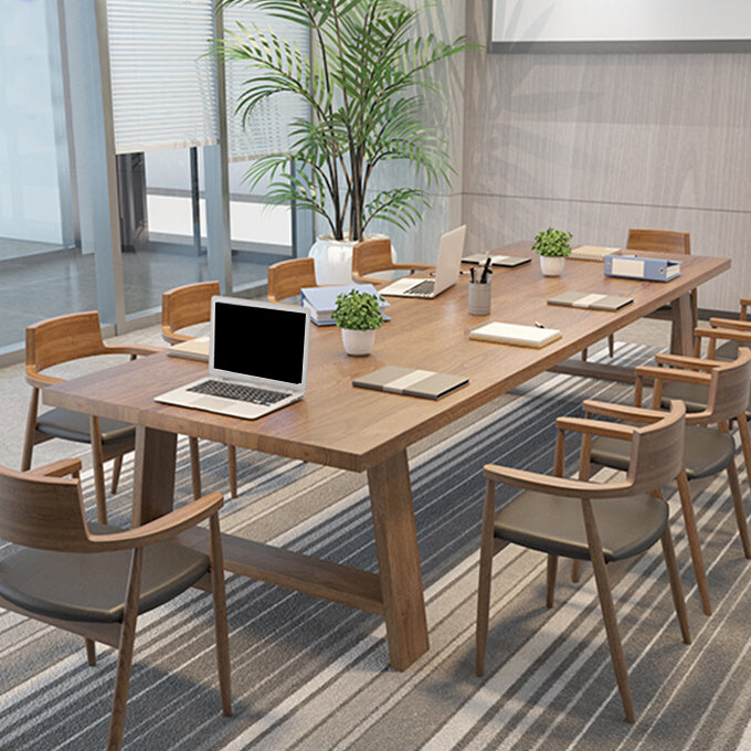 Solid Wood Office Table Contemporary Wood Color Meeting Table