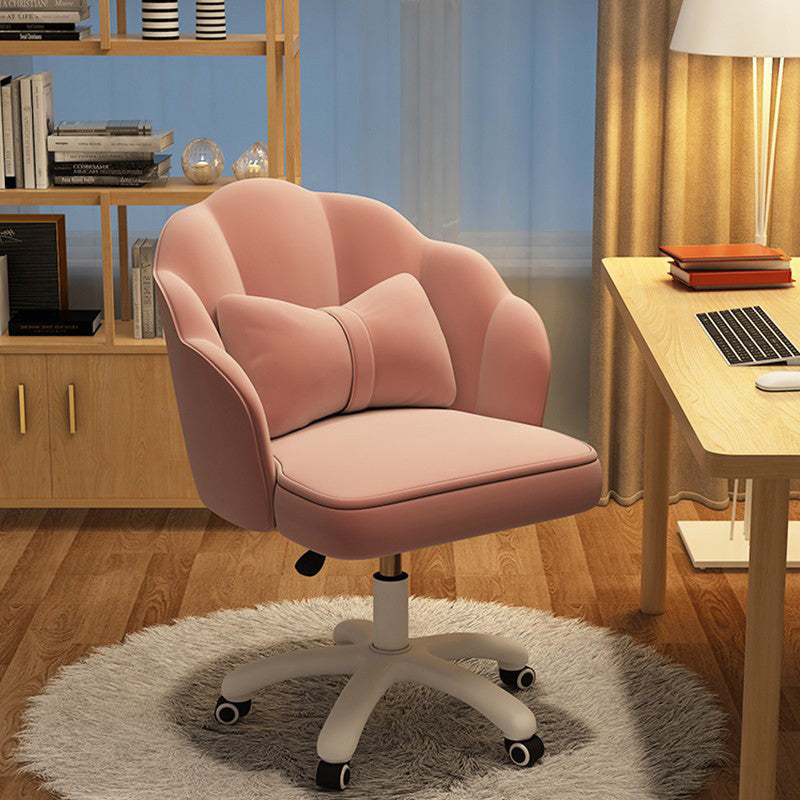 Upholstered Computer Desk Chair with Wheels Modern Office Chair with Nylon Base