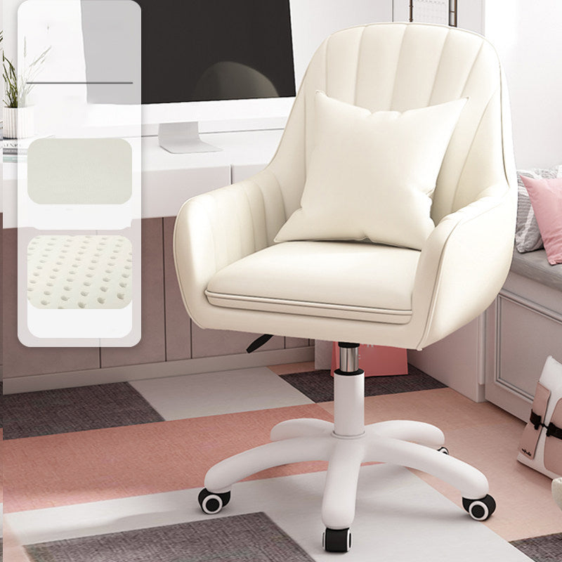 Upholstered Computer Desk Chair with Wheels Modern Office Chair with Nylon Base