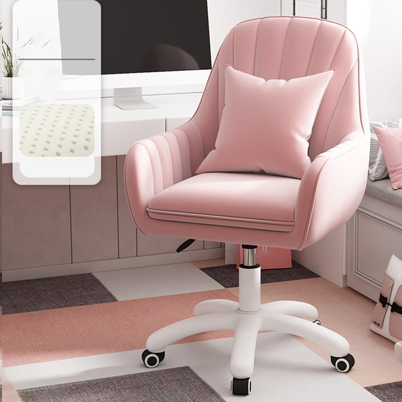 Upholstered Computer Desk Chair with Wheels Modern Office Chair with Nylon Base