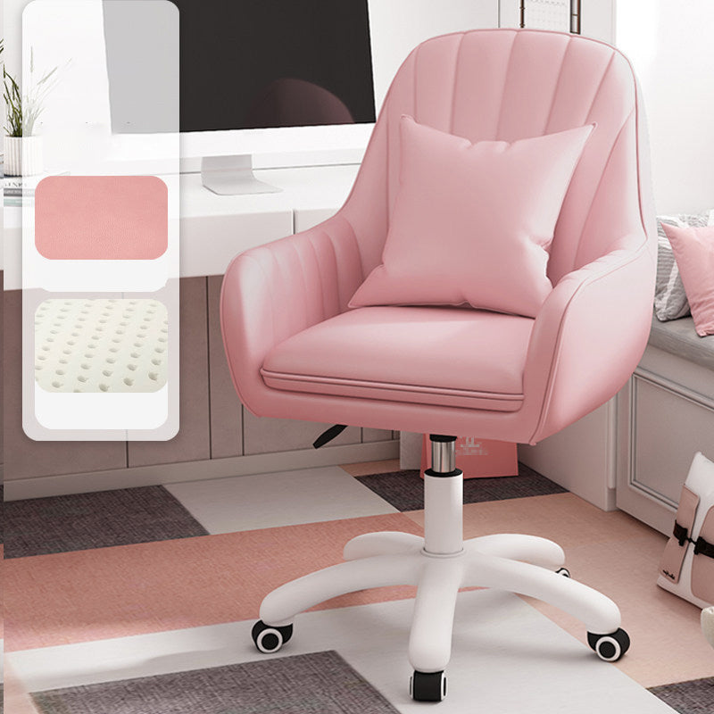 Upholstered Computer Desk Chair with Wheels Modern Office Chair with Nylon Base