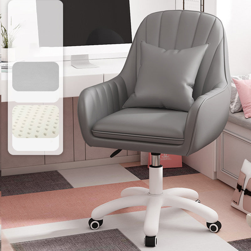 Upholstered Computer Desk Chair with Wheels Modern Office Chair with Nylon Base