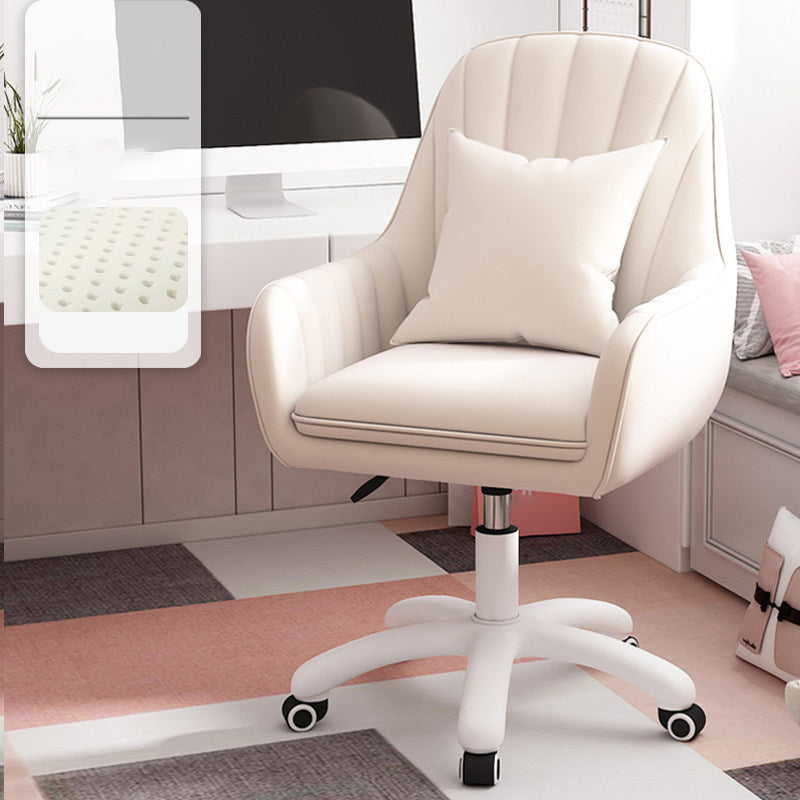 Upholstered Computer Desk Chair with Wheels Modern Office Chair with Nylon Base