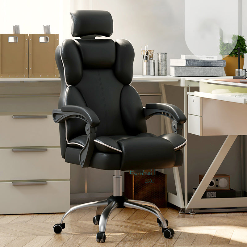 Contemporary Padded Arms Office Chair Height-adjustable High Back Desk Chair