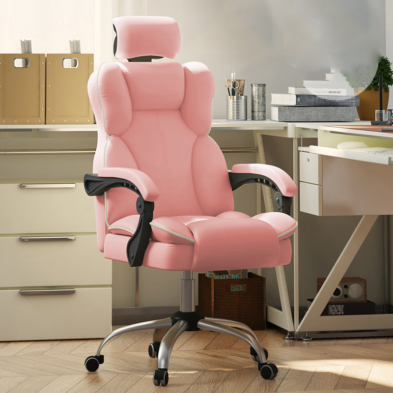 Contemporary Padded Arms Office Chair Height-adjustable High Back Desk Chair