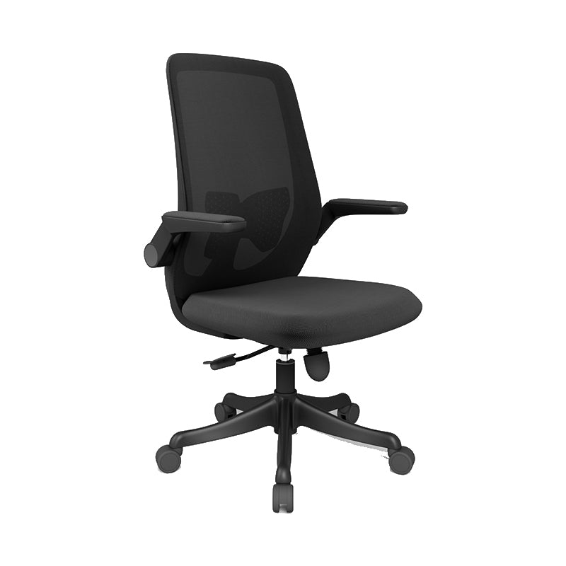 Mid Back Upholstered Office Chair Height-adjustable Desk Chair with Wheels