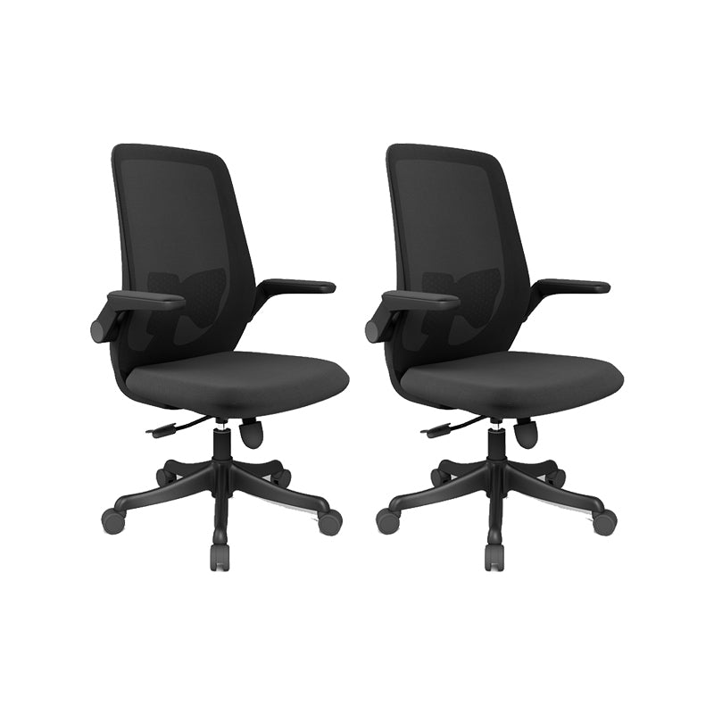 Mid Back Upholstered Office Chair Height-adjustable Desk Chair with Wheels