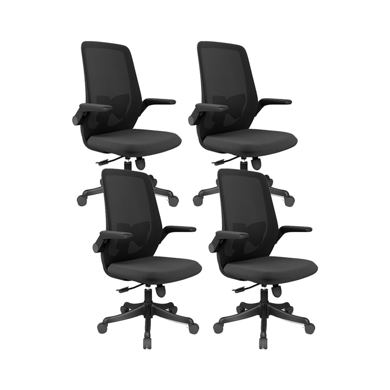 Mid Back Upholstered Office Chair Height-adjustable Desk Chair with Wheels