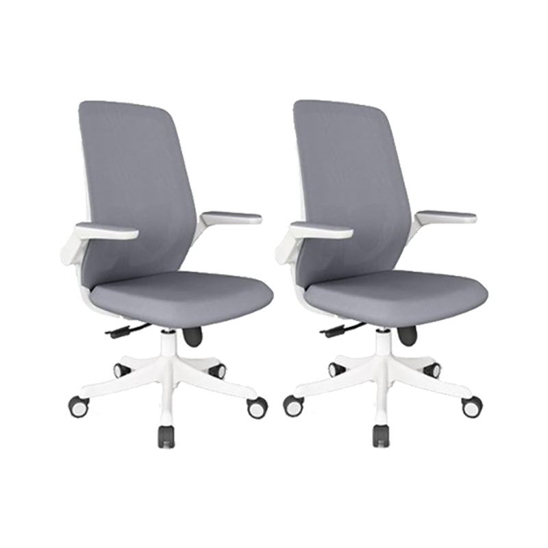 Mid Back Upholstered Office Chair Height-adjustable Desk Chair with Wheels