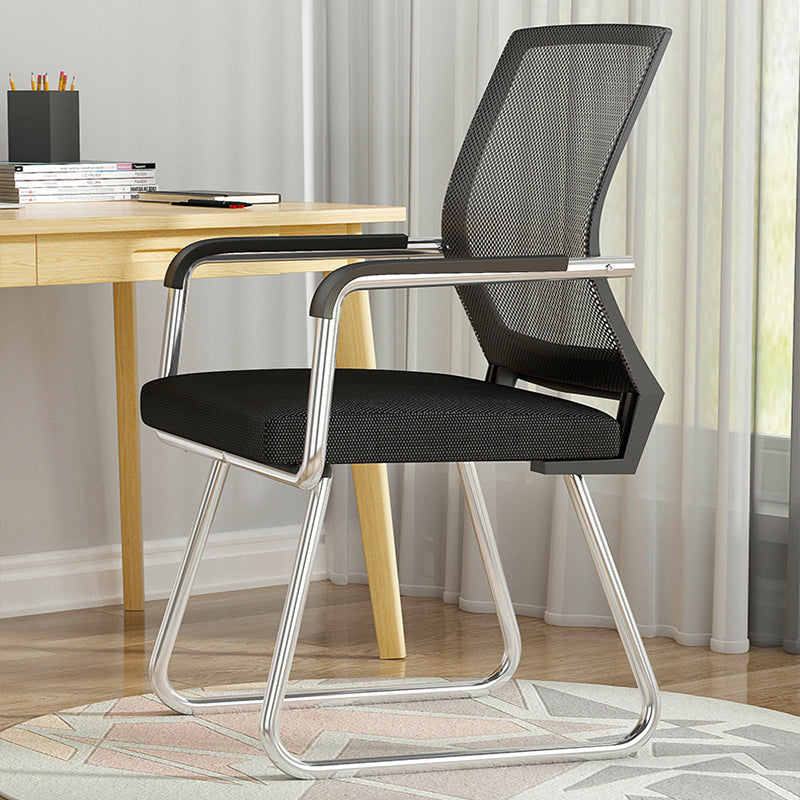 Metal Base Contemporary Arm Office Chair Mid-Back Conference Chair