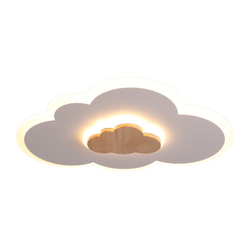 Metal Cloud Shape Flush Mount Light Kid Style 2-Lights Flush Mount Ceiling Light in White