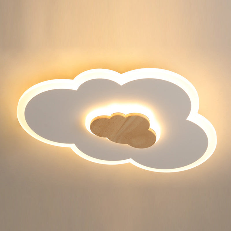 Metal Cloud Shape Flush Mount Light Kid Style 2-Lights Flush Mount Ceiling Light in White