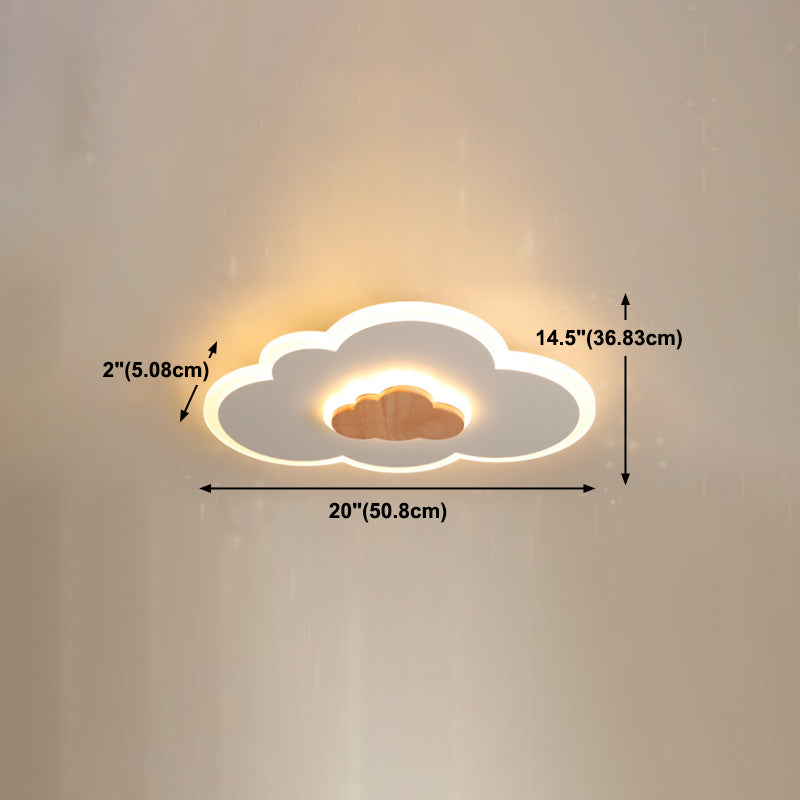 Metal Cloud Shape Flush Mount Light Kid Style 2-Lights Flush Mount Ceiling Light in White