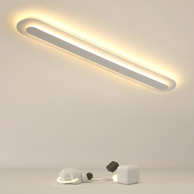 Metal Linear Flush Mount Ceiling Light Modern 1-Light Flush Mount Ceiling Fixture in White