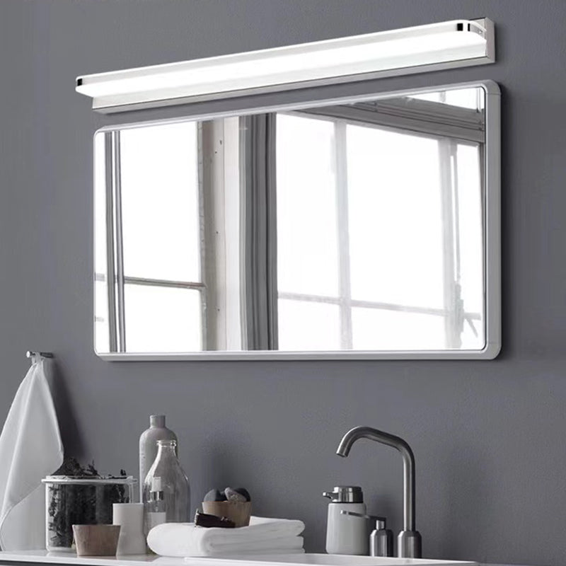 White Vanity Lamp Modern Minimalist Style Linear Wall Lamp for Bathroom