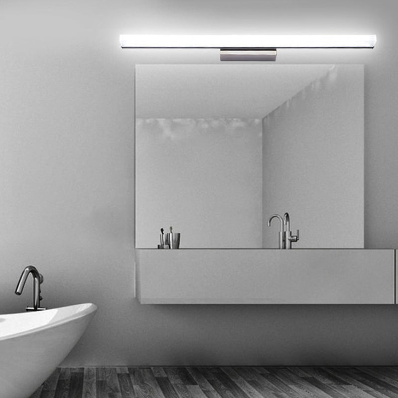 Contemporary Style Linear Vanity Lighting Ideas Metal 1 Light Vanity Sconce in Silver