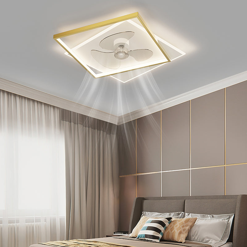 Modern Style Ceiling Fan Lamp Metal Ceiling Fan Lighting in Golden for Bedroom