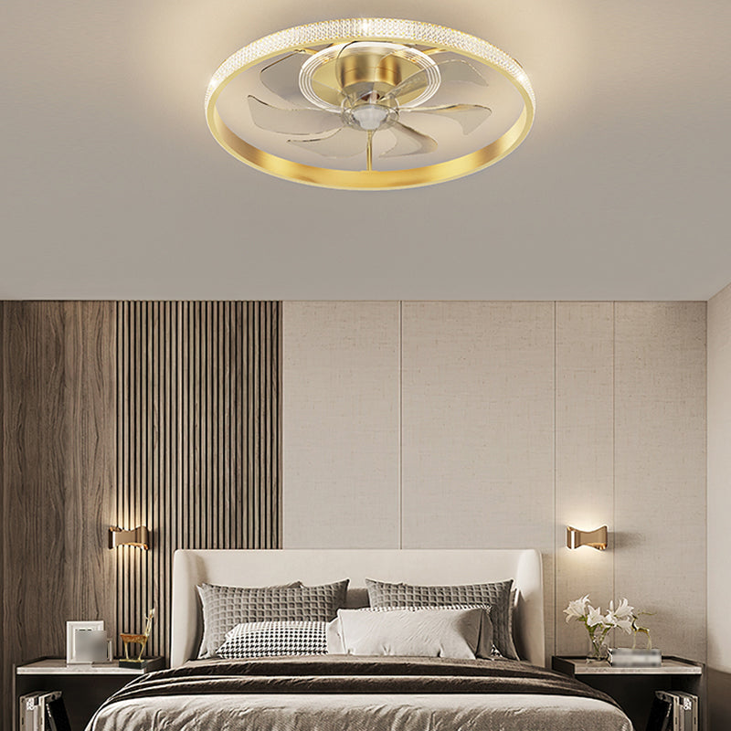 Modern Style Ceiling Fan Lamp Metal Ceiling Fan Lighting in Golden for Bedroom