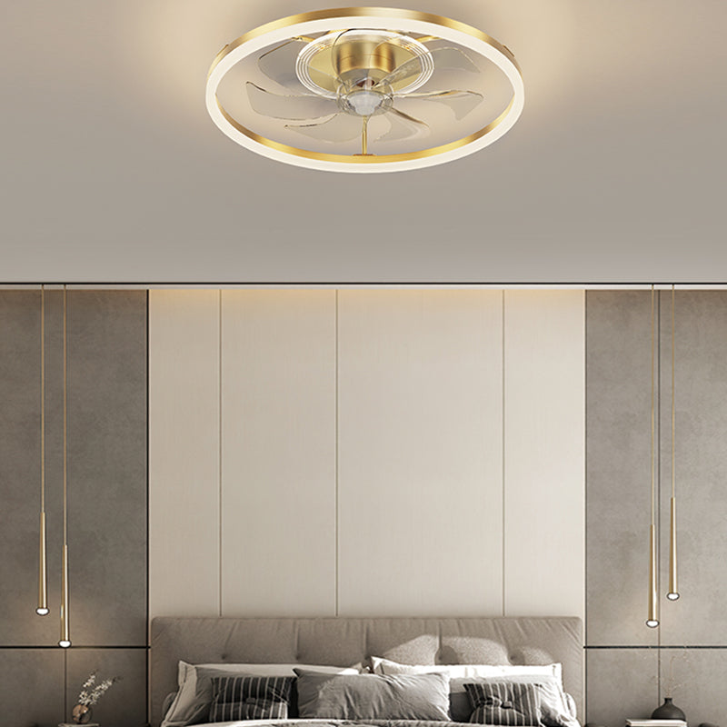 Modern Style Ceiling Fan Lamp Metal Ceiling Fan Lighting in Golden for Bedroom