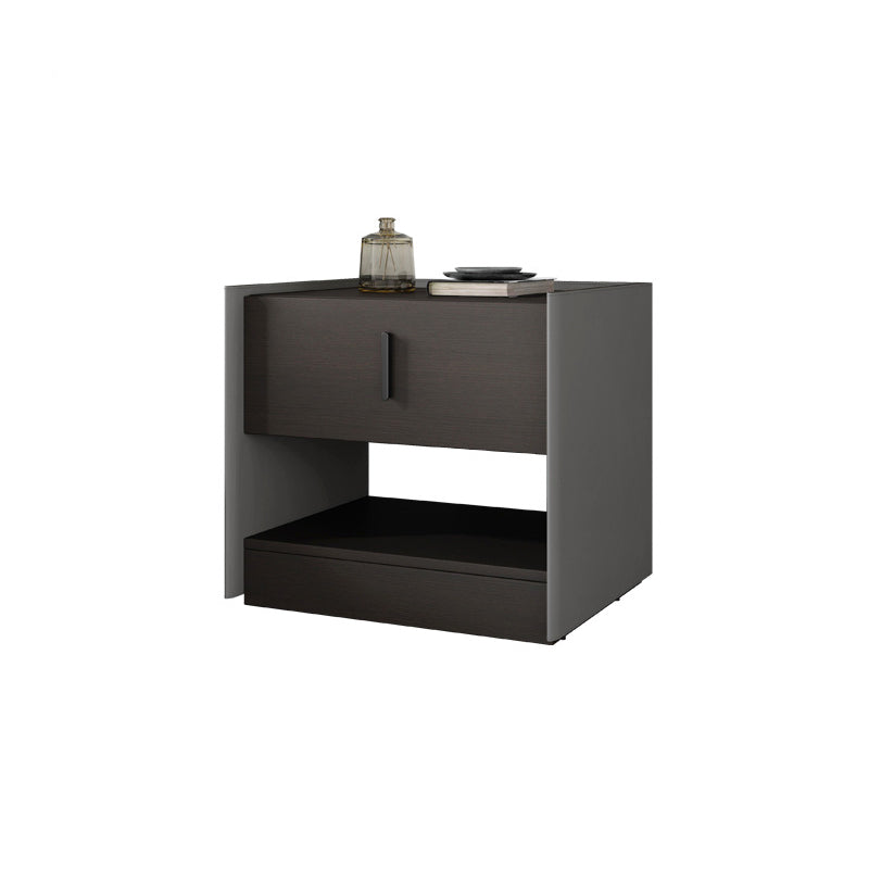 Modern Faux Leather Nightstand 1/2 - Drawer Nightstand with Open Storage