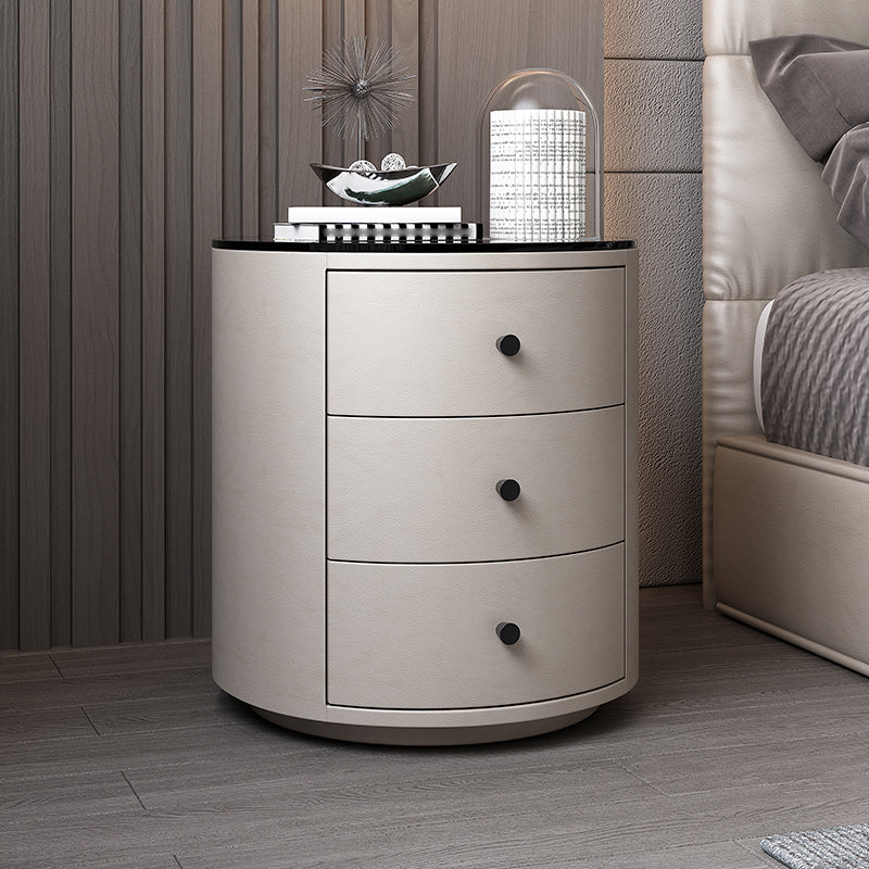 Contemporary Faux Leather Nightstand 2/3 - Drawer Nightstand