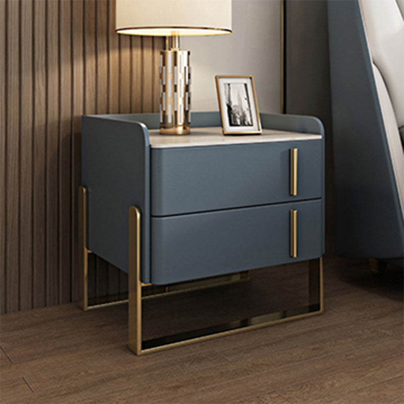 Modern Stone Top Night Stand 19.68" Tall 2 - Drawer Nightstand