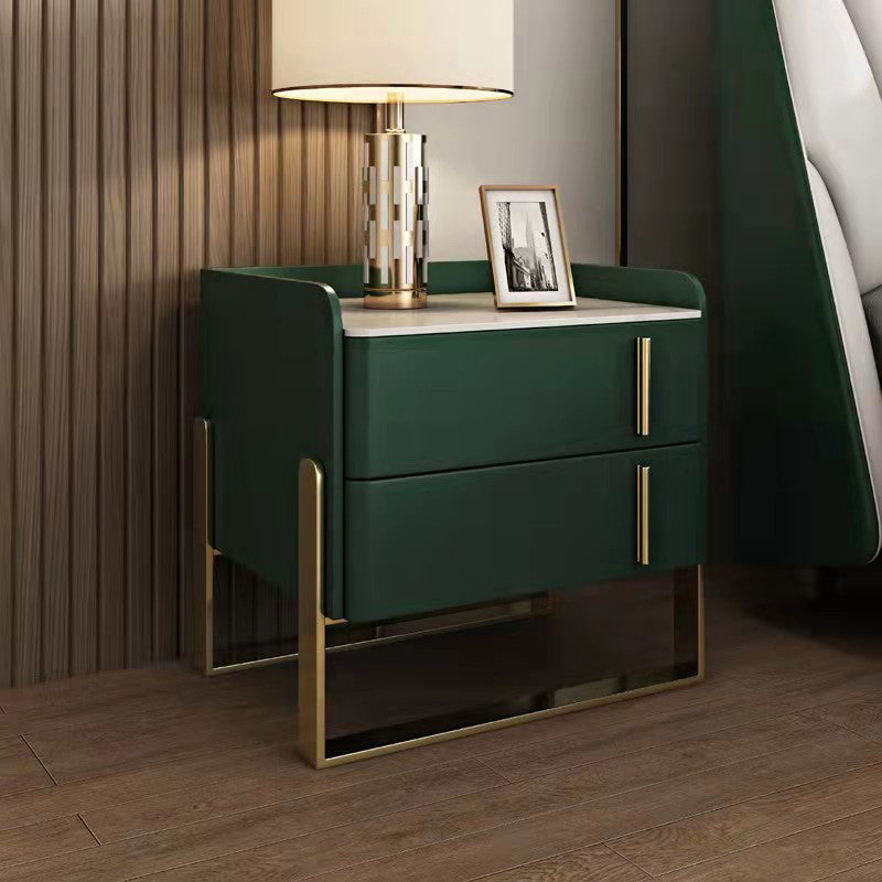 Modern Stone Top Night Stand 19.68" Tall 2 - Drawer Nightstand