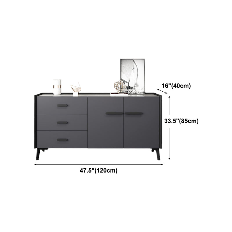 Modern Stone Top Sideboard Table 3-Drawer Sideboard for Home