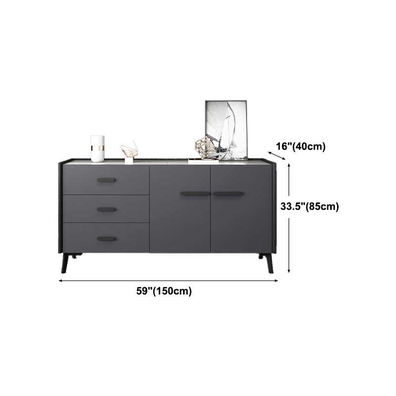 Modern Stone Top Sideboard Table 3-Drawer Sideboard for Home